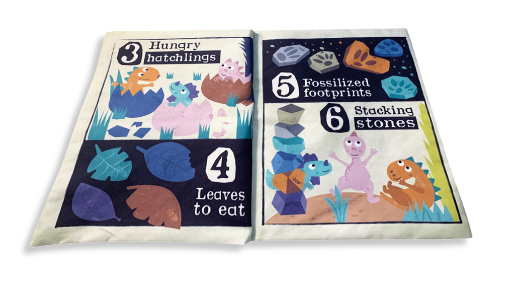Jo & Nic's Crinkly Cloth Books - Nursery Times Crinkly Newspaper - Dinosaur Count