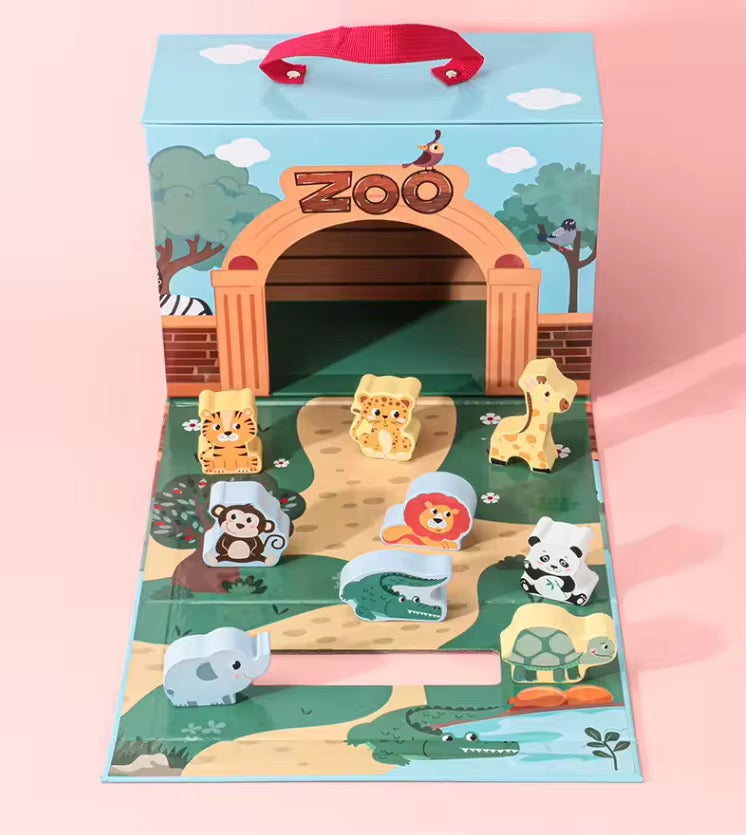 Wooden Zoo Animal Playset