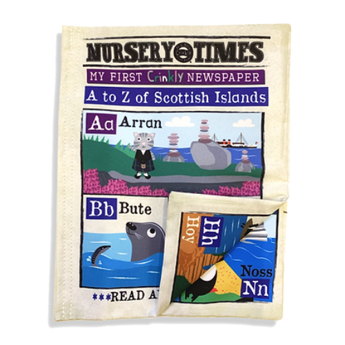 Jo & Nic's Crinkly Cloth Books - Nursery Times Crinkly Newspaper - Scottish Isles
