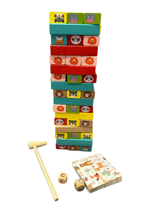 Wooden Animal Stacking Tower Game