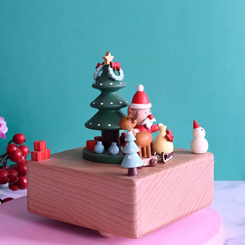 Wooden Music Box - Reindeer Delivery