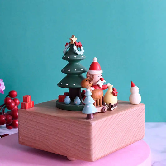Wooden Music Box - Reindeer Delivery