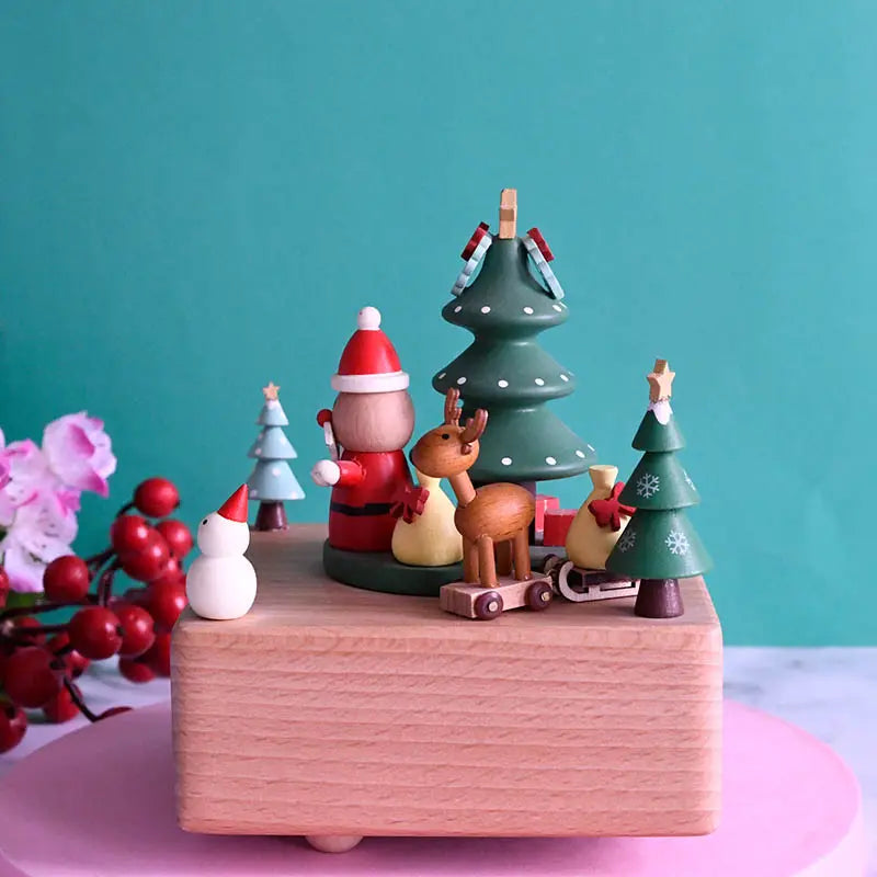 Wooden Music Box - Reindeer Delivery