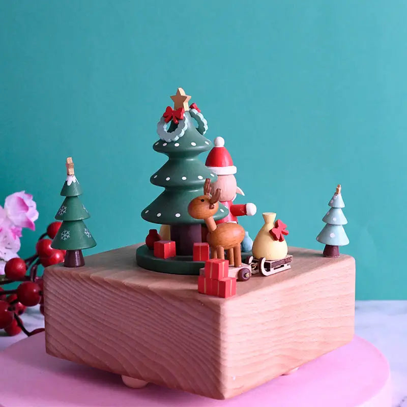 Wooden Music Box - Reindeer Delivery
