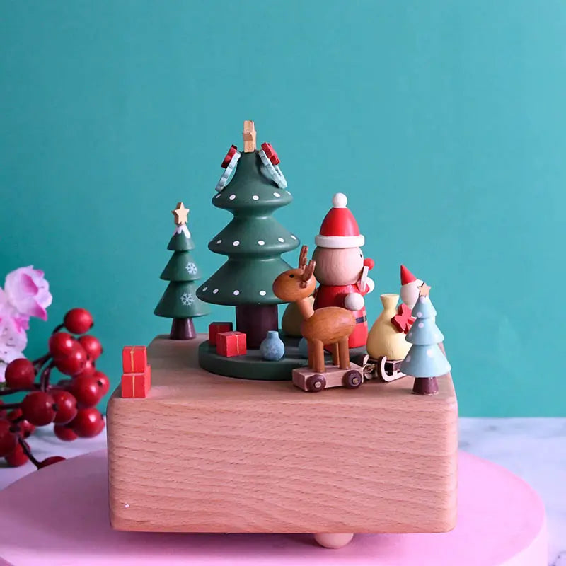 Wooden Music Box - Reindeer Delivery
