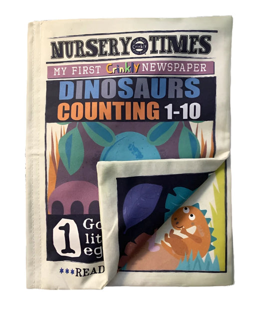 Jo & Nic's Crinkly Cloth Books - Nursery Times Crinkly Newspaper - Dinosaur Count