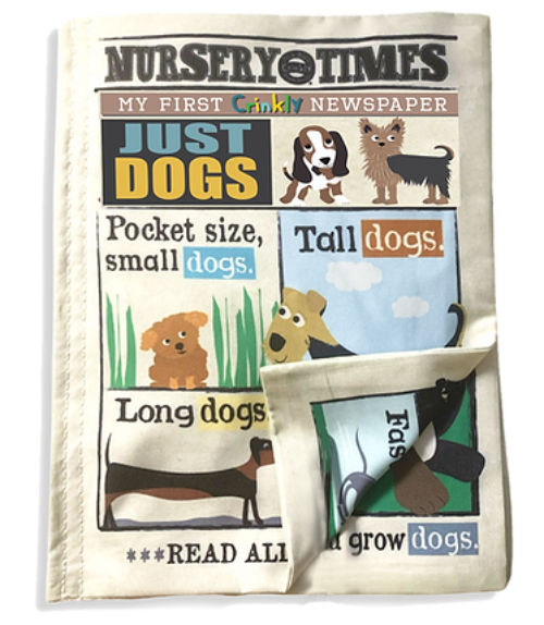 Jo & Nic's Crinkly Cloth Books - Nursery Times Crinkly Newspaper - Just Dogs