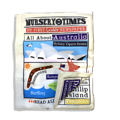 Jo & Nic's Crinkly Cloth Books - Nursery Times Crinkly Newspaper - Australia