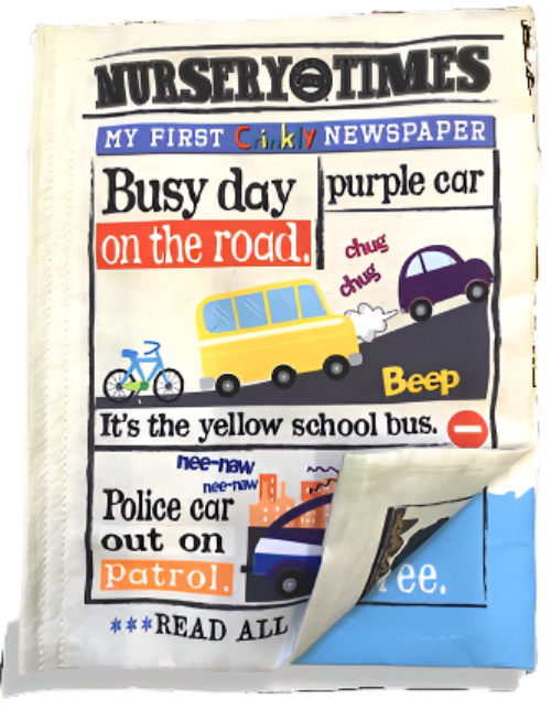 Jo & Nic's Crinkly Cloth Books - Nursery Times Crinkly Newspaper - Busy Road