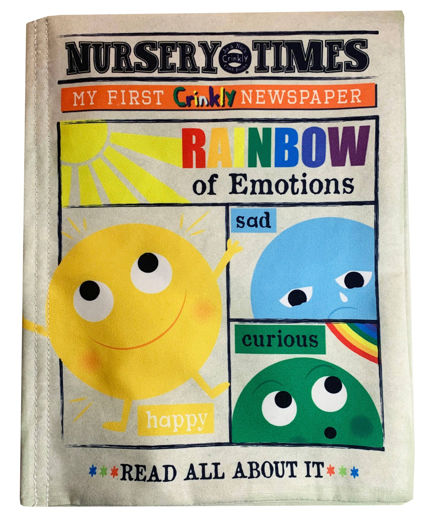 Jo & Nic's Crinkly Cloth Books - Nursery Times Crinkly Newspaper - Rainbow of Emotions