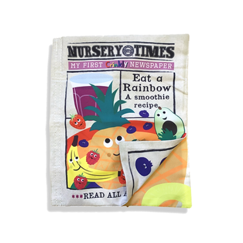 Jo & Nic's Crinkly Cloth Books - Nursery Times Crinkly Newspaper - Rainbow Smoothie