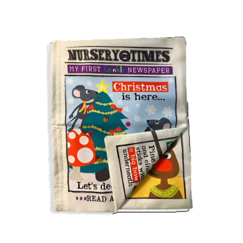 Jo & Nic's Crinkly Cloth Books - Nursery Times Crinkly Newspaper - Christmas Mice