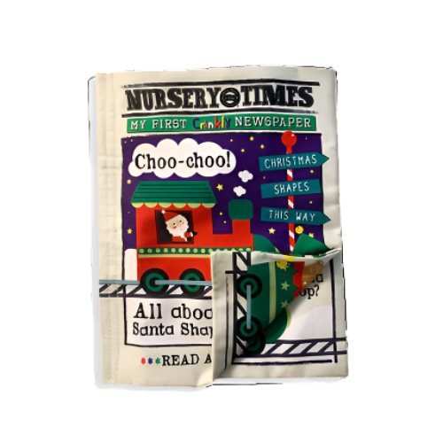 Jo & Nic's Crinkly Cloth Books - Nursery Times Crinkly Newspaper - Christmas Shapes