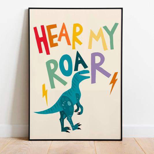 Abel and the Label - Dinosaur Roar Positive Quote Children's Art Print Unframed