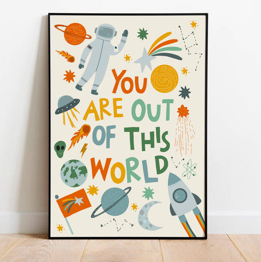 Abel and the Label - Children's Space-Themed Positive Quote Art Print Unframed