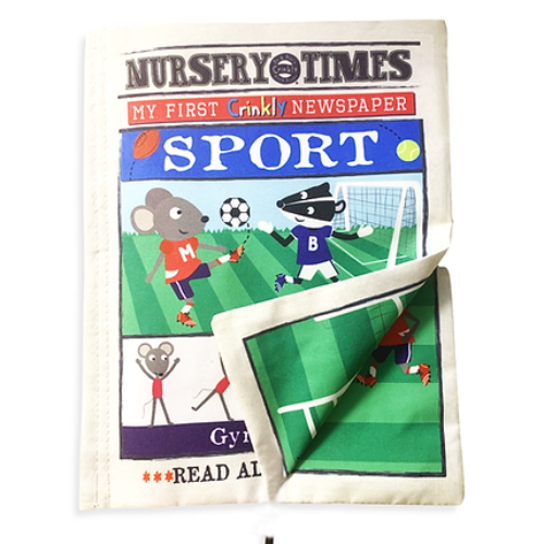Jo & Nic's Crinkly Cloth Books - Nursery Times Crinkly Newspaper - Sports