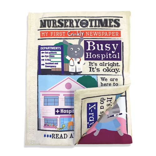 Jo & Nic's Crinkly Cloth Books - Nursery Times Crinkly Newspaper - Hospital