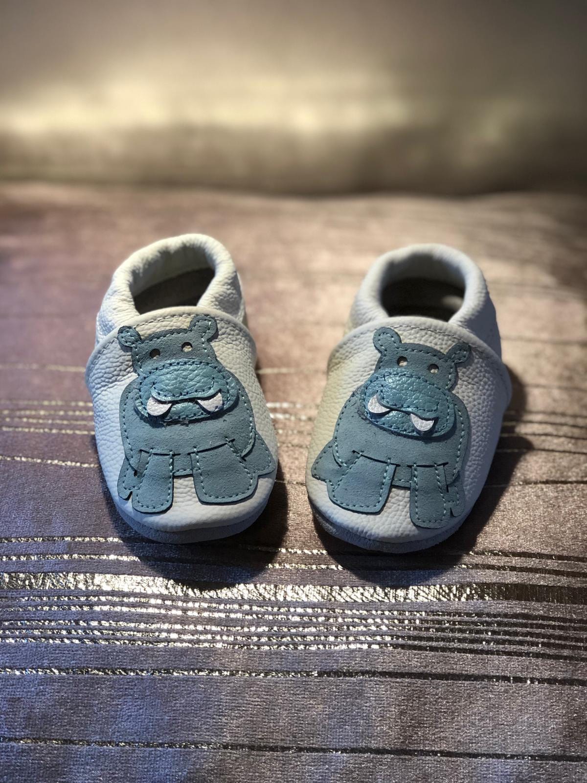 Soft Leather Baby Moccasins - Hippo