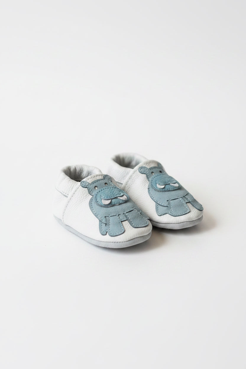 Soft Leather Baby Moccasins - Hippo