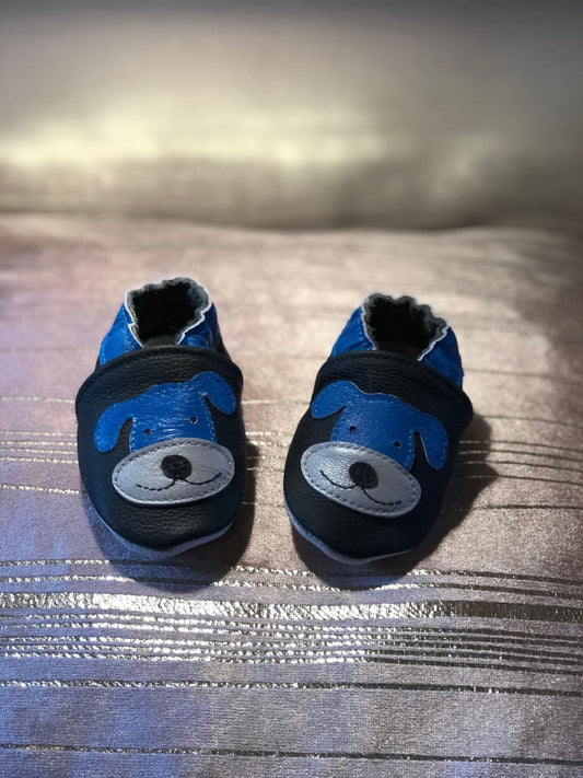 Soft Leather Baby Moccasins - Dog