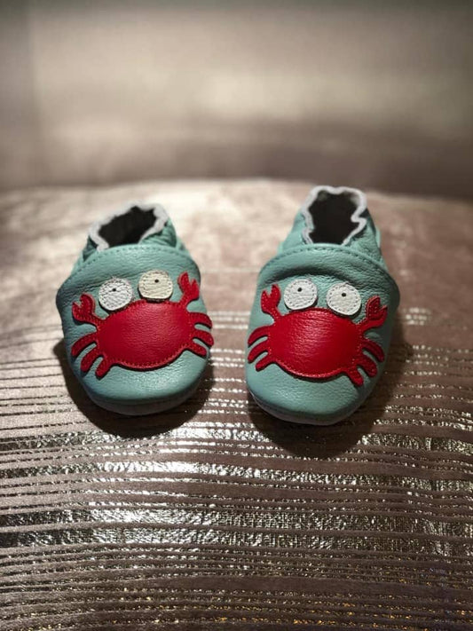 Soft Leather Baby Moccasins - Crab