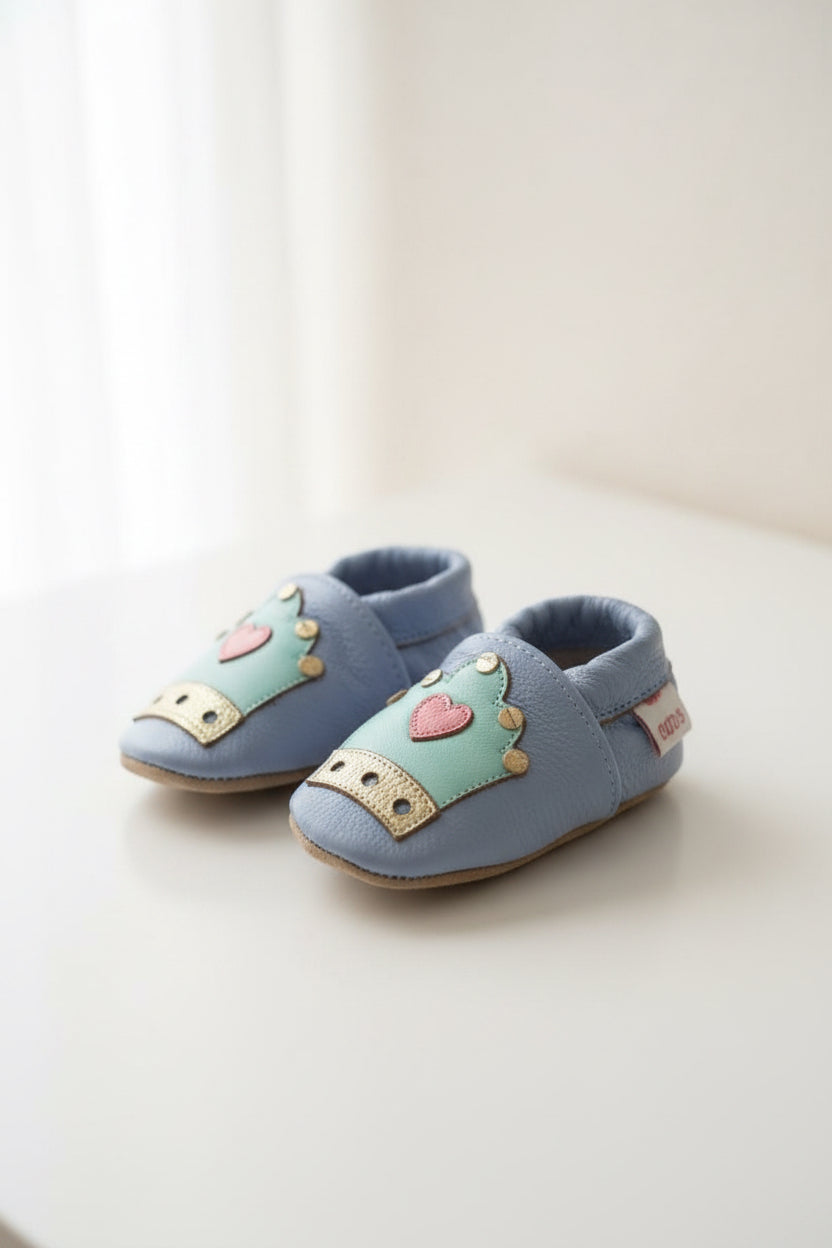 Soft Leather Baby Moccasins - Princess Heart