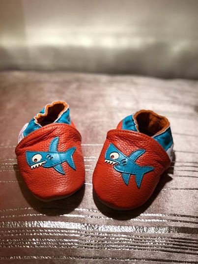 Soft Leather Baby Moccasins - Shark