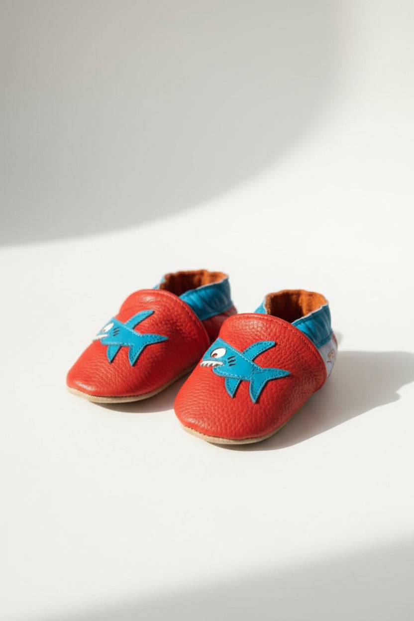 Soft Leather Baby Moccasins - Shark