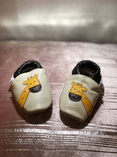 Soft Leather Baby Moccasins - Giraffe