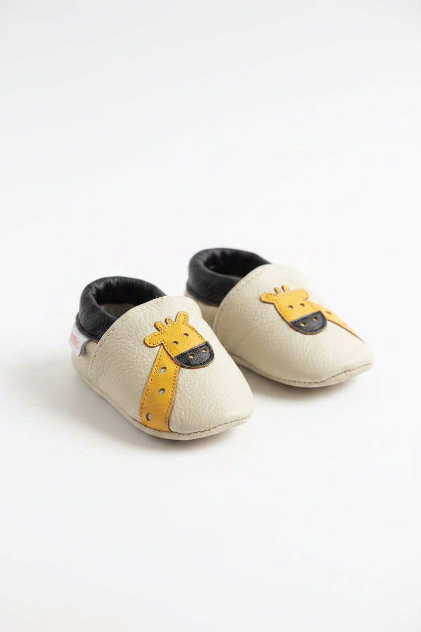 Soft Leather Baby Moccasins - Giraffe