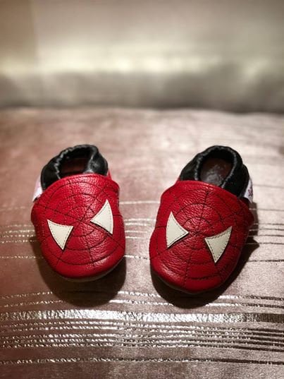 Soft Leather Baby Moccasins - Spiderman