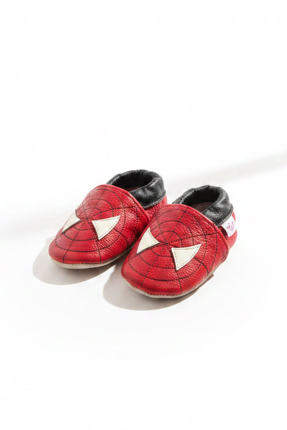Soft Leather Baby Moccasins - Spiderman