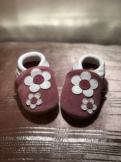 Soft Leather Baby Moccasins - Flower