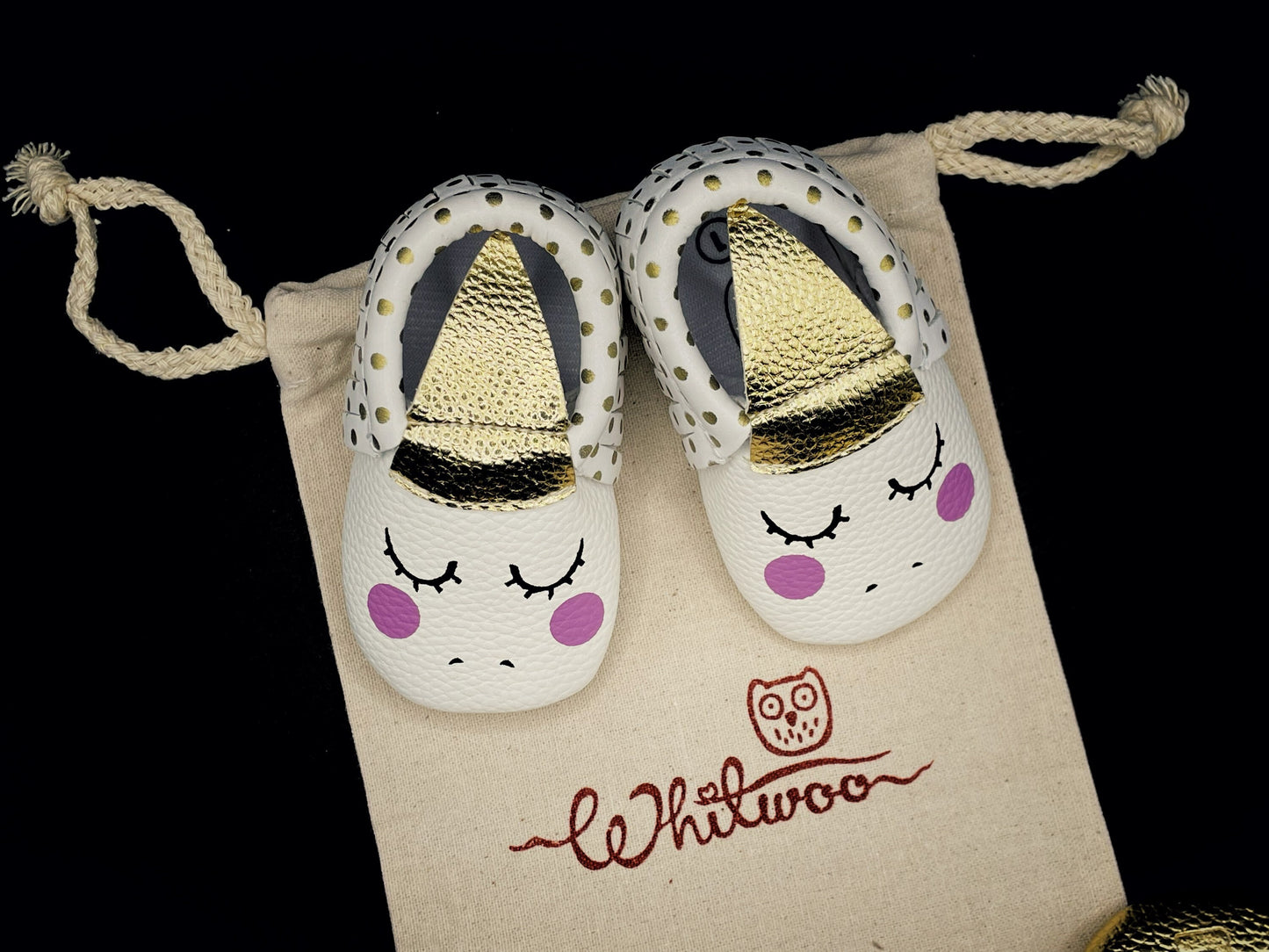 Soft Leather Baby Moccasins - Unicorn Spots