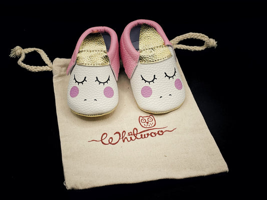 Soft Leather Baby Moccasins - Unicorn Pink
