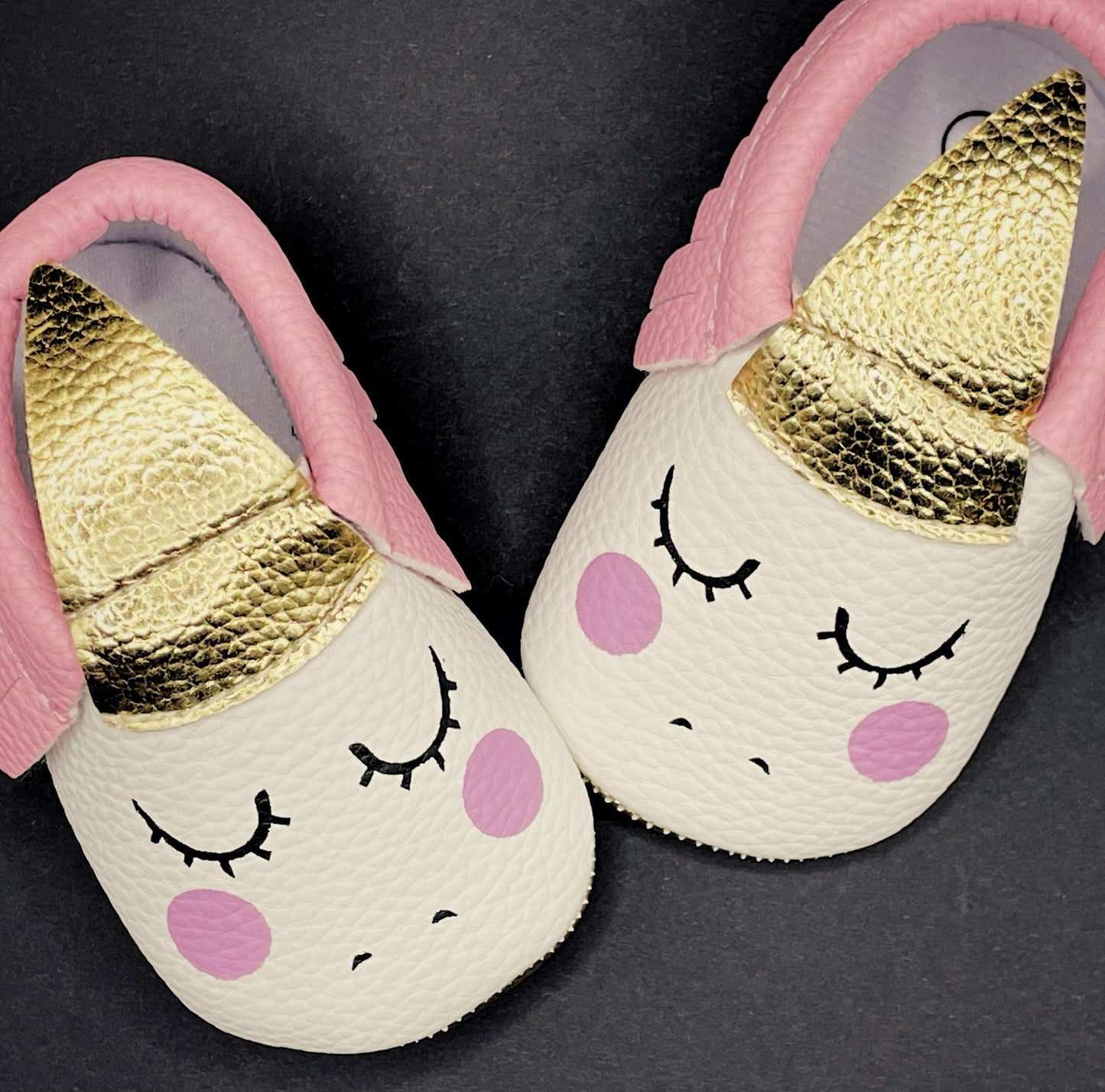 Soft Leather Baby Moccasins - Unicorn Pink