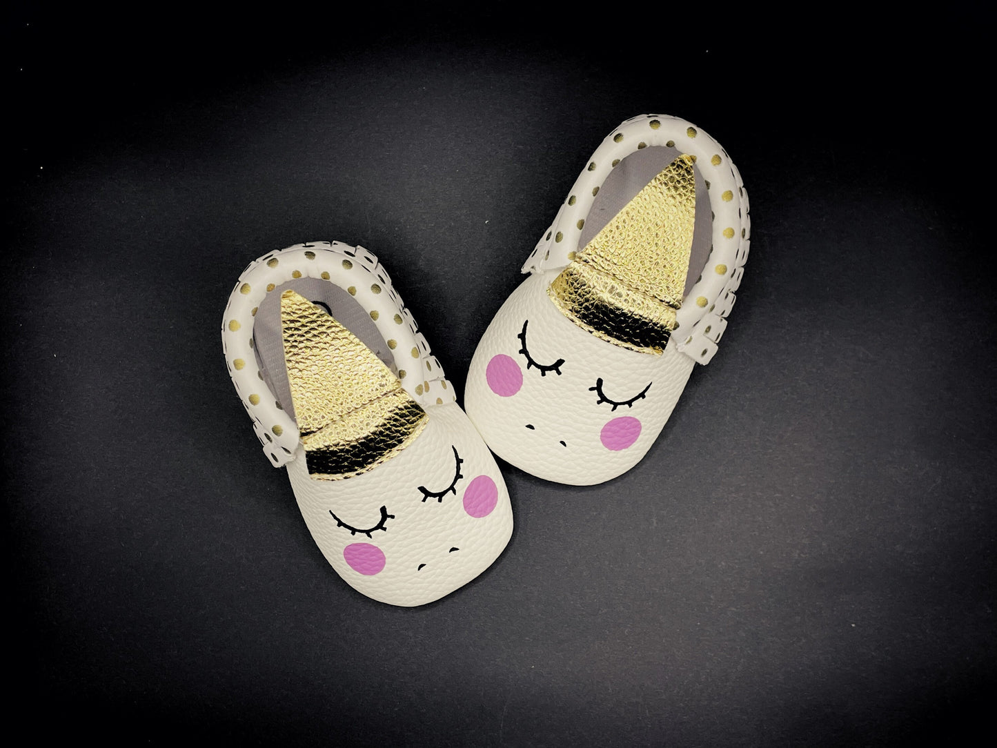 Soft Leather Baby Moccasins - Unicorn Spots