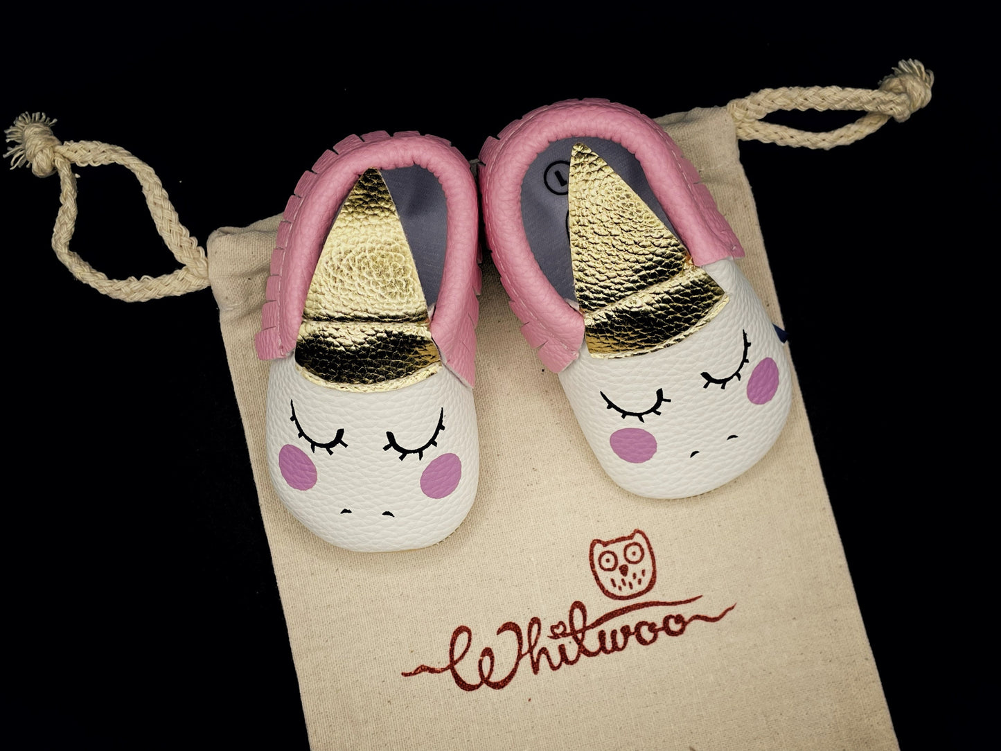 Soft Leather Baby Moccasins - Unicorn Pink