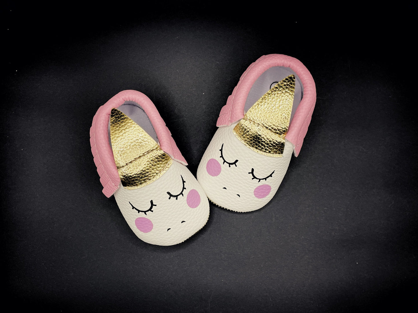 Soft Leather Baby Moccasins - Unicorn Pink