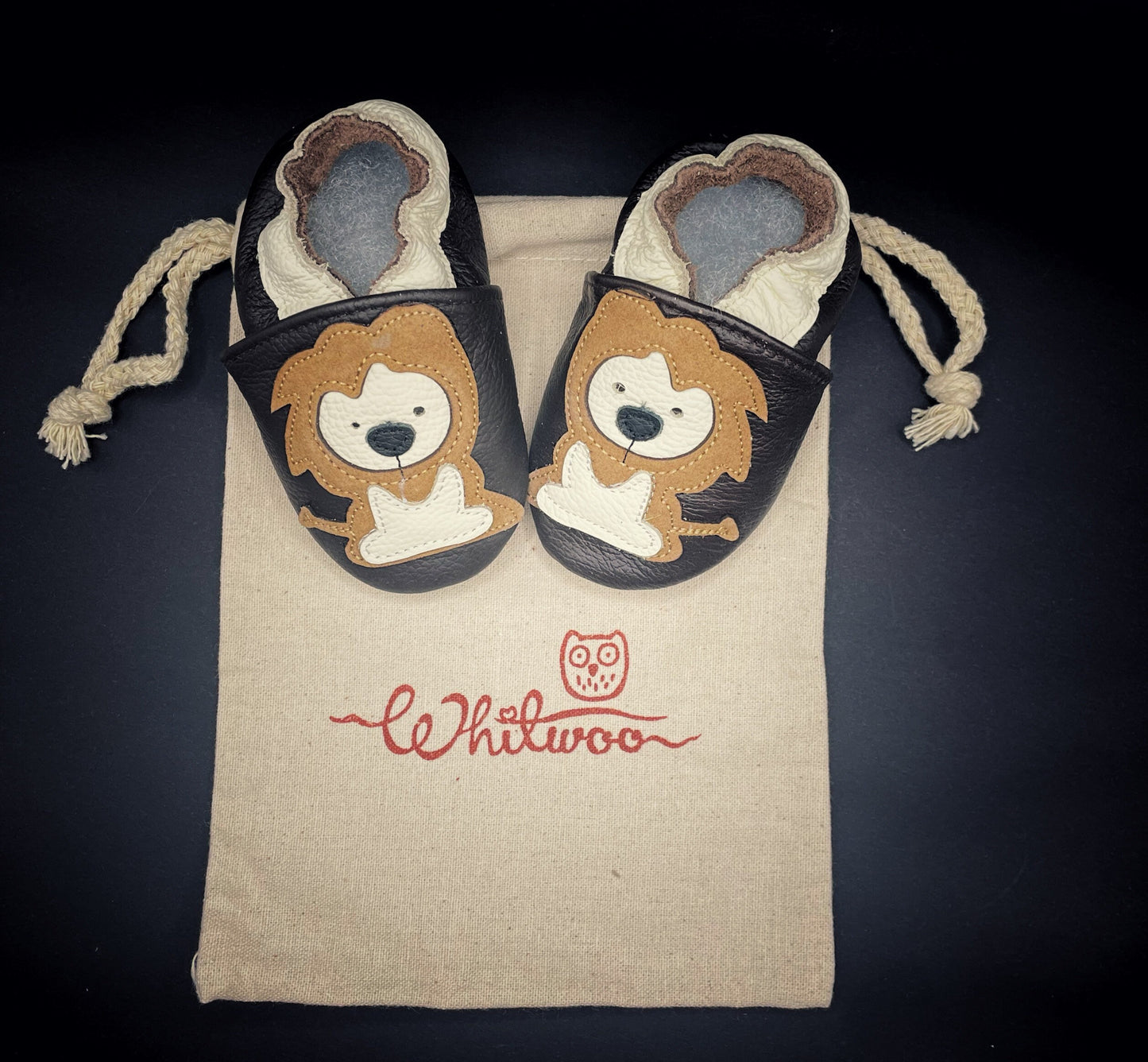 Soft Leather Baby Moccasins - Lions