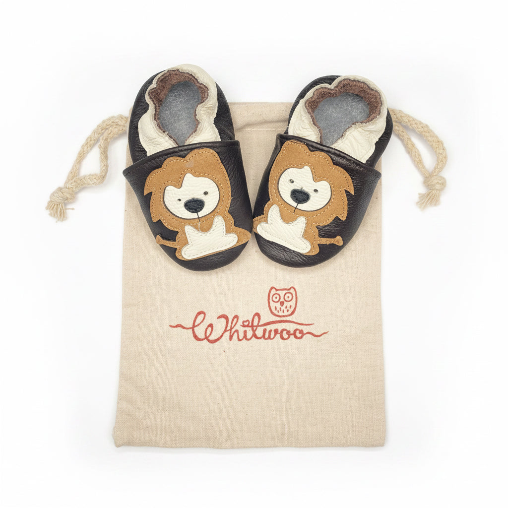 Soft Leather Baby Moccasins - Lions