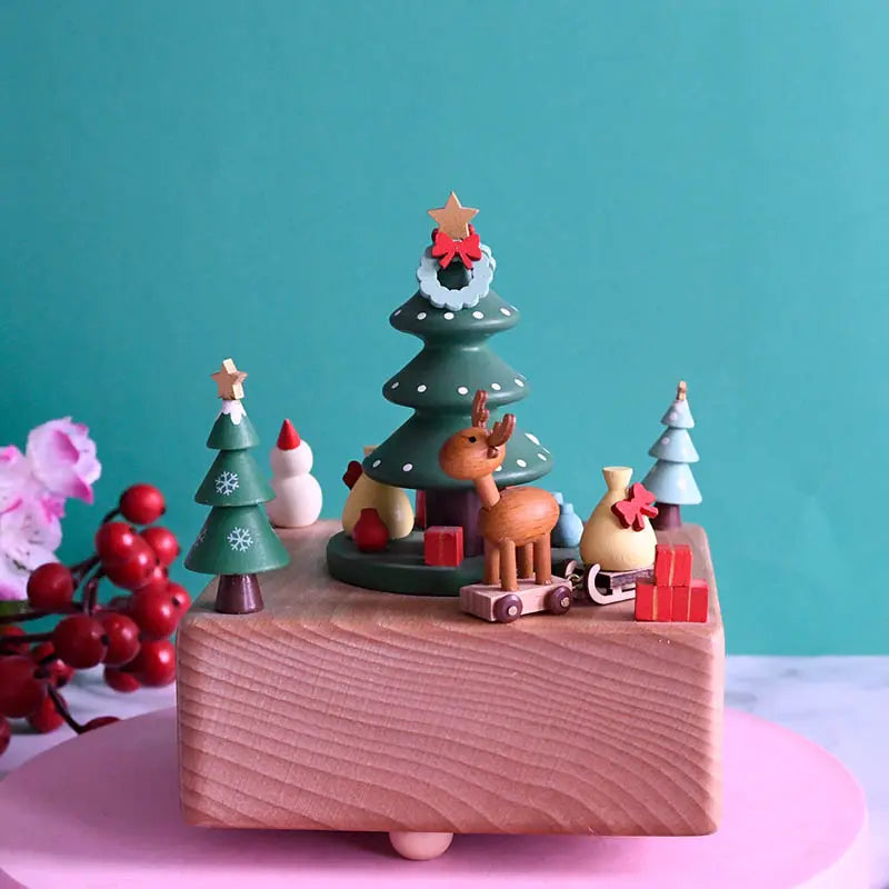 Wooden Music Box - Reindeer Delivery