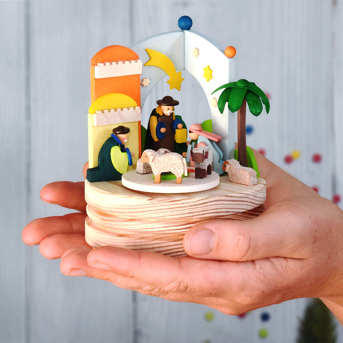 Miniature Handmade Music Box - Nativity
